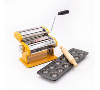 KitchenCraft 3pc Pasta Making Set with Yellow Stainless Steel Pasta Maker, Non-Stick Ravioli Mould & Rolling Pin Kitchencraft Multicolor