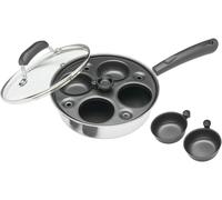 KitchenCraft 4 Egg Poacher Pan Carbon Steel Silver Non Stick Deep Carbon Stell