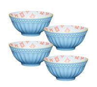 KitchenCraft 4 Piece Blue Mosaic Ceramic Cereal Bowl Set | 16cm Soup Bowls, Footed Base, Hardy Stoneware Bowls, Versatile Wide Rims, Dishwasher Safe, Microwave Safe