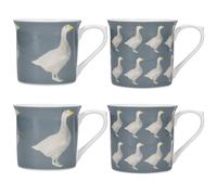 KitchenCraft 4-Piece Ceramic Mug Set 'Goose' in Grey Kitchencraft Grey