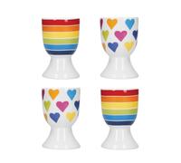KitchenCraft 4-Piece Novelty Ceramic Egg Cup Set in White Kitchencraft White