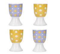KitchenCraft 4-Piece Novelty Ceramic Egg Cup Set in Yellow Kitchencraft Yellow
