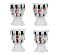 KitchenCraft 4-Piece Novelty Ceramic Egg Cup Set - White - Porcelain - Egg Cup
