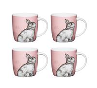 KitchenCraft 4 Piece Rabbit Barrel Coffee Mug Set, 425ml | Dishwasher Safe Coffee Cups, Comfortable Handle, Set of 4 Tea Mugs, Ideal Cups for Hot Chocolate, Microwave Safe
