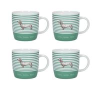 KitchenCraft 4-Piece Striped Barrel Mug Set in Mint Kitchencraft Mint