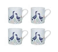 KitchenCraft 4-Piece Woodcut Goose Can Mug Set in White Kitchencraft White