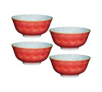 KitchenCraft 4pc Ceramic Bowl Set, Leaf Print & Terracotta Design, 16cm in Grey | Size: Large Kitchencraft Grey Large