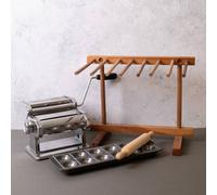 KitchenCraft 4pc Pasta Making Set with Deluxe Double Cutter Pasta Machine in Metallic Silver Kitchencraft Metallic Silver