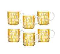 KitchenCraft 6 Piece 'Always Look' Porcelain Espresso Cup Set | 80ml Small Coffee Cups, Comfortable Handle, Set of 6 Espresso Mugs, Dishwasher Safe, Microwave Safe