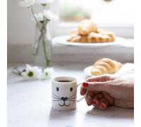 KitchenCraft 6 Piece Cat Face Porcelain Espresso Cup Set | 80ml Small Coffee Cups, Comfortable Handle, Set of 6 Espresso Mugs, Dishwasher Safe, Microwave Safe