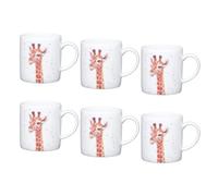 KitchenCraft 6 Piece Giraffe Porcelain Espresso Cup Set | 80ml Small Coffee Cups, Comfortable Handle, Set of 6 Espresso Mugs, Dishwasher Safe, Microwave Safe