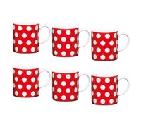 KitchenCraft 6 Piece Polka Dot Porcelain Espresso Cup Set | 80ml Small Coffee Cups, Comfortable Handle, Set of 6 Espresso Mugs, Dishwasher Safe, Microwave Safe