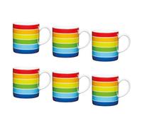 KitchenCraft 6 Piece Rainbow Porcelain Espresso Cup Set | 80ml Small Coffee Cups, Comfortable Handle, Set of 6 Espresso Mugs, Dishwasher Safe, Microwave Safe
