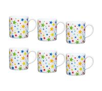 KitchenCraft 6 Piece Stars Porcelain Espresso Cup Set | 80ml Small Coffee Cups, Comfortable Handle, Set of 6 Espresso Mugs, Dishwasher Safe, Microwave Safe