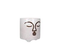 KitchenCraft Abstract Face Planter, White & Brown Ceramic Indoor Plant Pot Kitchencraft White