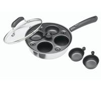 KitchenCraft Egg Poacher, Carbon Steel Egg Poacher Pan, Egg Poacher Pan for 4 eggs, 21cm (11''), Silver