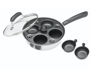 KitchenCraft Aluminium Coated Carbon Steel Four Hole Egg Poacher in Grey Kitchencraft Grey
