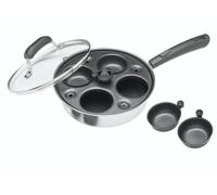 KitchenCraft Egg Poacher, Carbon Steel Egg Poacher Pan, Egg Poacher Pan for 4 eggs, 21cm (11''), Silver