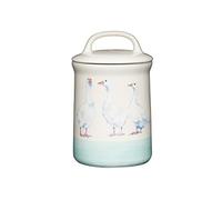 KitchenCraft Apple Farm Hand-Finished 'Gabby Goose' Ceramic Airtight Storage Jar, 1.5 x 17.5 cm (4" x 7") - Cream/Green