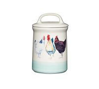 KitchenCraft Apple Farm Hand-Finished 'Hazel Hen' Ceramic Airtight Storage Jar, 10.5 x 17.5 cm (4" x 7") - Cream / Green