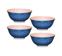KitchenCraft Arched Pattern 4-Piece Ceramic Bowl Set in Dark Blue Kitchencraft Dark Blue