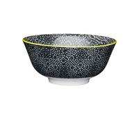 KitchenCraft Black and White Floral Ceramic Bowl, 16cm - Black - Stoneware - Bowls