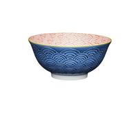 KitchenCraft Blue Arc Pattern Ceramic Bowl, 16cm - Multicolour - Stoneware - Bowls