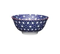 KitchenCraft Blue Floral Print Ceramic Bowl, 16cm - Multicolour - Stoneware - Bowls