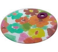 KitchenCraft 'Bright Floral' Toughened Glass Worktop SAVER, 24 cm (9.5") - Round, Multi/colour