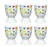 Kitchen Craft Bright Stars Design Egg Cup, Porcelain, Multi-Colour, 9 x 12 x 16 cm