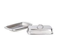 KitchenCraft Butter Dish with Lid, Stainless Steel, Silver 19.5 x 10 x 8 cm