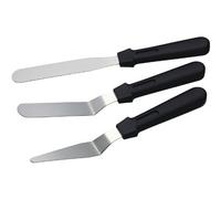 KitchenCraft Cake Spatula Set with 3 Small Stainless Steel Palette Knives for Baking, Silver / Black