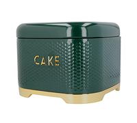 KitchenCraft Cake Storage Tin with Lid, Hunter Green & Gold, 26 x 26 x 2cm