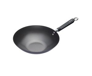 KitchenCraft Carbon Steel 30cm Non-Stick Wok in Dark Grey Kitchencraft Dark Grey