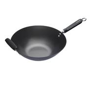 KitchenCraft Carbon Steel 35.5cm Non-Stick Wok in Dark Grey Kitchencraft Dark Grey