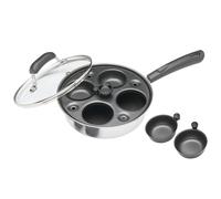 KitchenCraft Egg Poacher, Carbon Steel Egg Poacher Pan, Egg Poacher Pan for 4 eggs, 21cm (11''), Silver