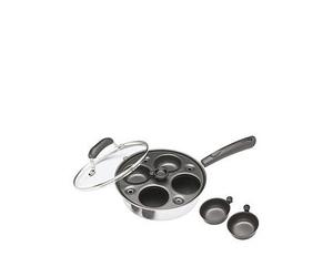 Kitchencraft Carbon Steel Non Stick Induction Safe 4-Cup Egg Poacher, 21 Cm One Colour