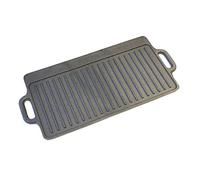 KitchenCraft Cast Iron Griddle Plate with Handles, Induction Safe, 45 x 23 cm