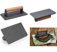 KitchenCraft Cast Iron Meat Bacon Steak BBQ Grill Press Weight Handle 21 x 11 cm