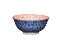 KitchenCraft Ceramic Cereal/Soup Bowl Blue Arched Pattern Design Microwavable