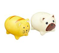 KitchenCraft Ceramic Dog and Cat-Shaped Novelty Salt and Pepper Shakers - Yellow / Beige (2-Piece Set)