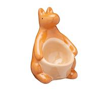 KitchenCraft Ceramic Kangaroo-Shaped Novelty Egg Cup, 9.5 x 7.5 x 10.5 cm (3.5" x 3" x 4") - Beige / Brown