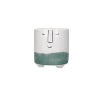 KitchenCraft Cheerful Face Planter, White & Green Ceramic Indoor Plant Pot Kitchencraft White