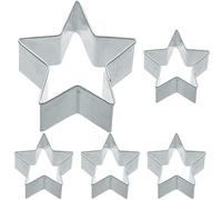 KitchenCraft Christmas Cookie Cutter, Star Shaped, Small, Stainless Steel, 5 x 5 x 2.5 cm (Pack of 5)