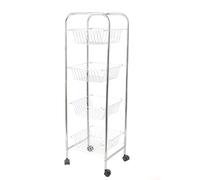 KitchenCraft Chrome-Plated Kitchen Trolley on Wheels with 4 Removable Storage Baskets, Silver