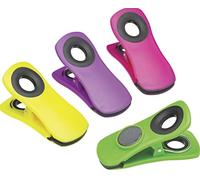 KitchenCraft Chunky Magnetic Clips for Food Bags and Memos, Plastic, Assorted Colours, Set of 4