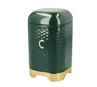 KitchenCraft Coffee Storage Canister with Lid, Hunter Green & Gold, 11.5 x 11.5 x 19.5cm
