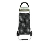 KitchenCraft Coolmovers Black Polka Dot Foldable Shopping Trolley - Black - Polyester - Food Trolleys
