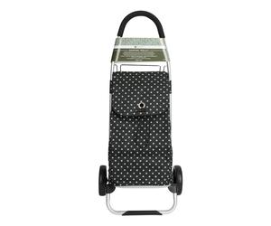 KitchenCraft Coolmovers Black Polka Dot Foldable Shopping Trolley - Black - Polyester - Food Trolleys