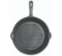 KitchenCraft Deluxe Cast Iron 24cm Round Ribbed Grill Pan - Grey - Cast Iron - Griddle Pan